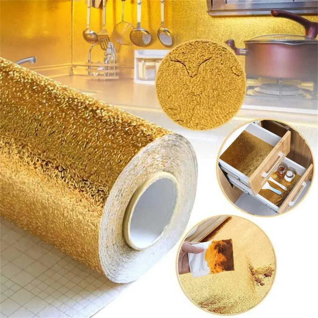 Peel and Stick Aluminum Gold Foil Contact Paper